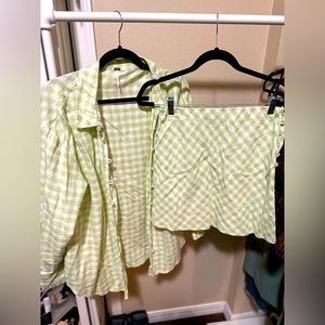 Free People Checkered Skirt & Shirt Set